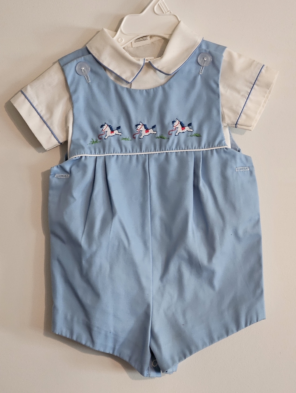 Blue Baby Boy Romper with Pony Embroidery 18 Monthes - Never Worn